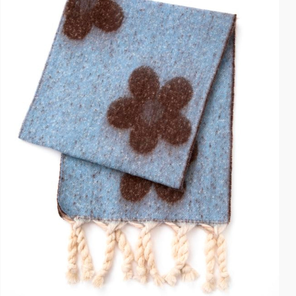 BAZ Flower Punch Blanket Scarf - Black