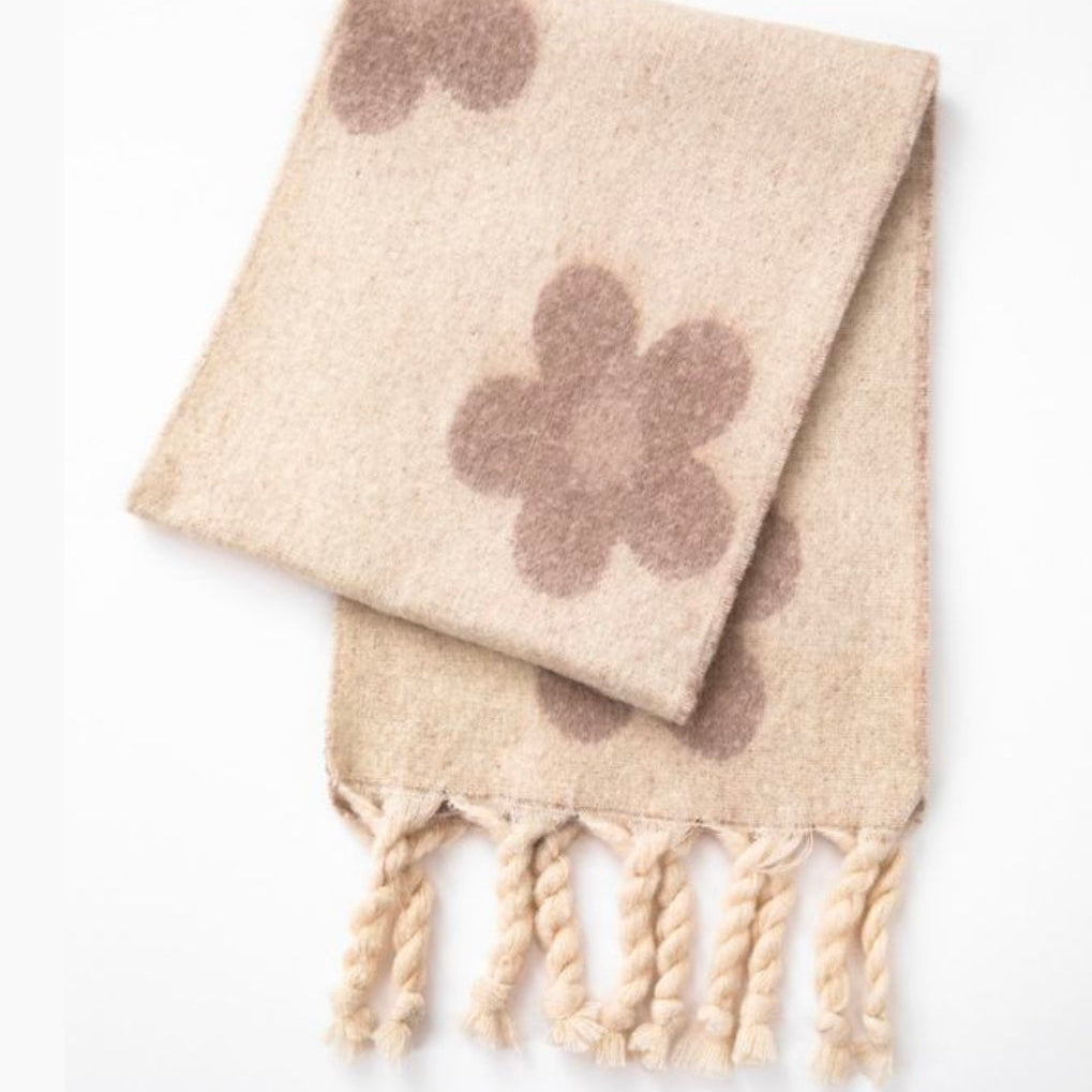 BAZ Flower Punch Blanket Scarf - Black
