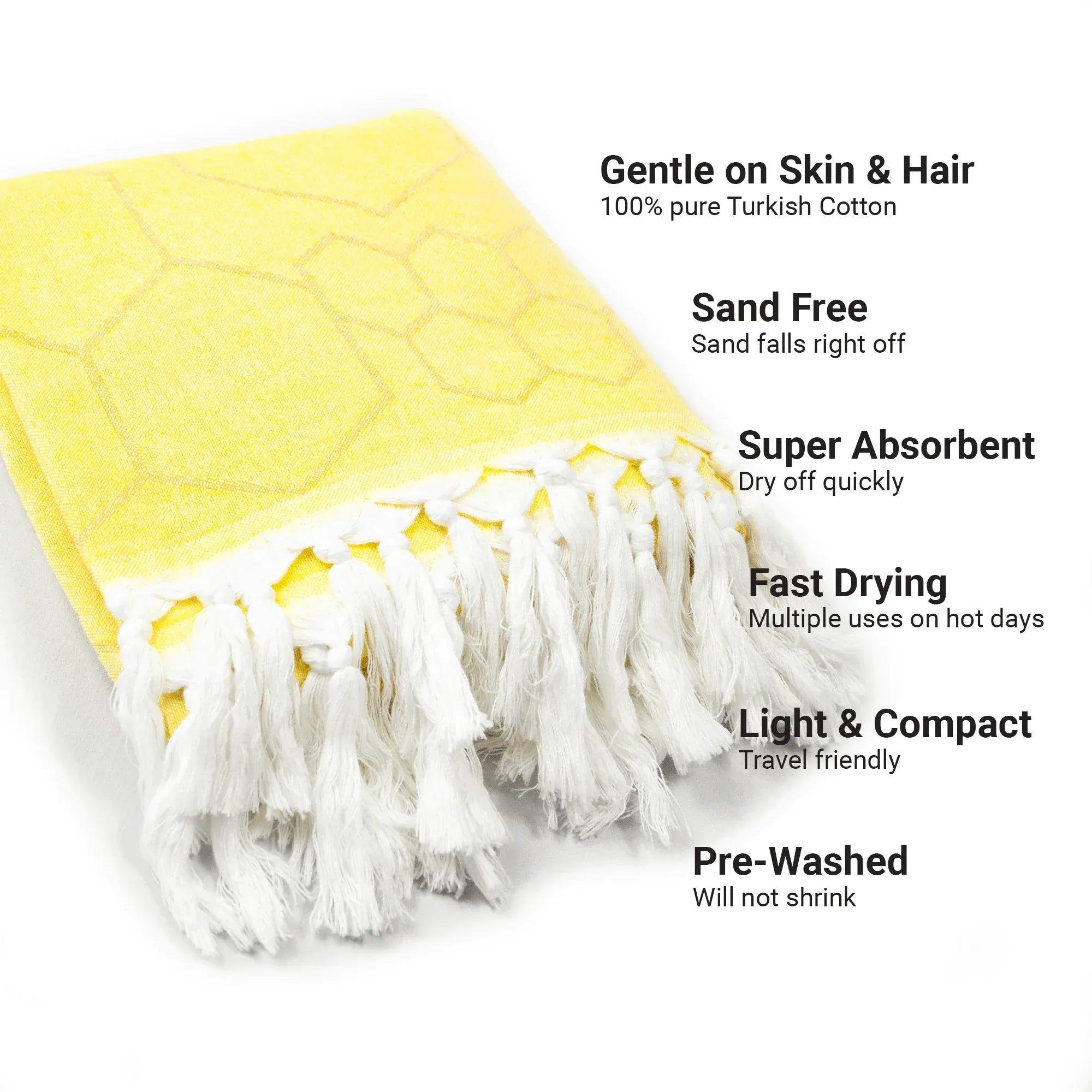 Pomp & Sass Turkish Body Towel - Honeycomb in Yellow + Orange