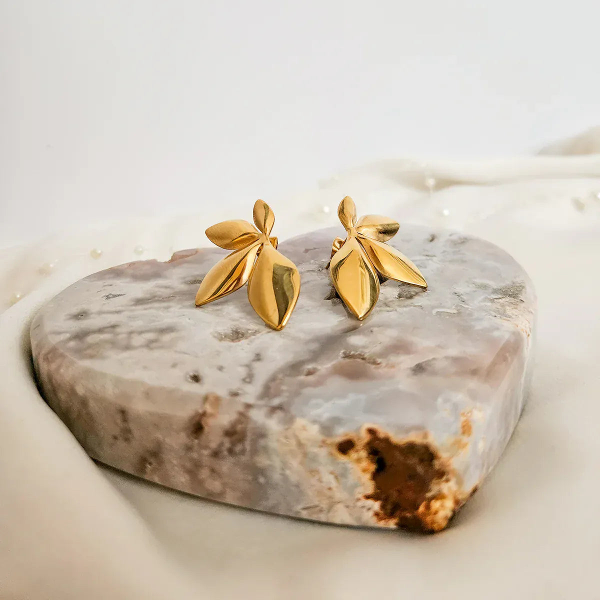 Rock Paper Pretty - Golden Petal Earrings