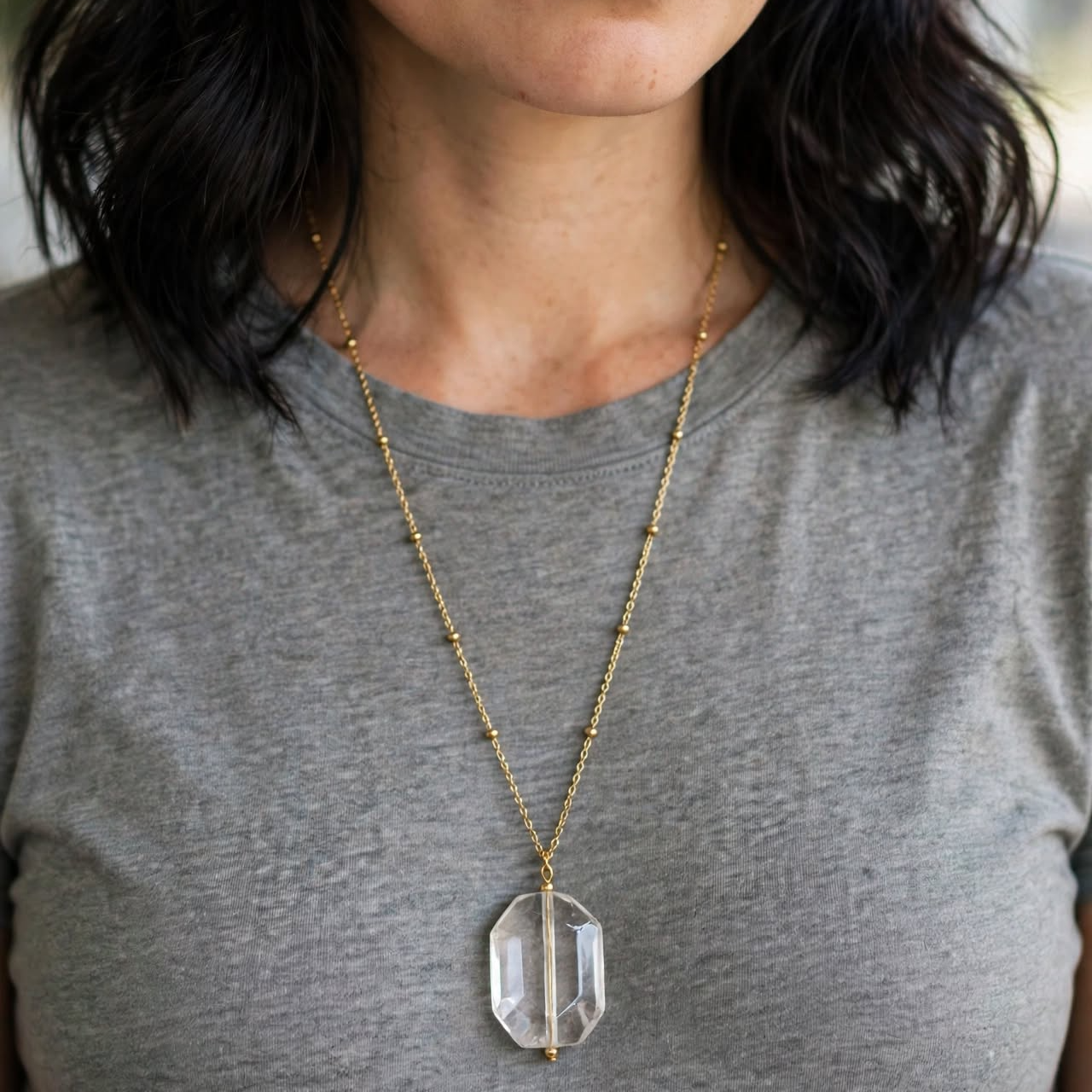 Mayuri's Beads - CLEAR QUARTZ Purity Pendant Necklace