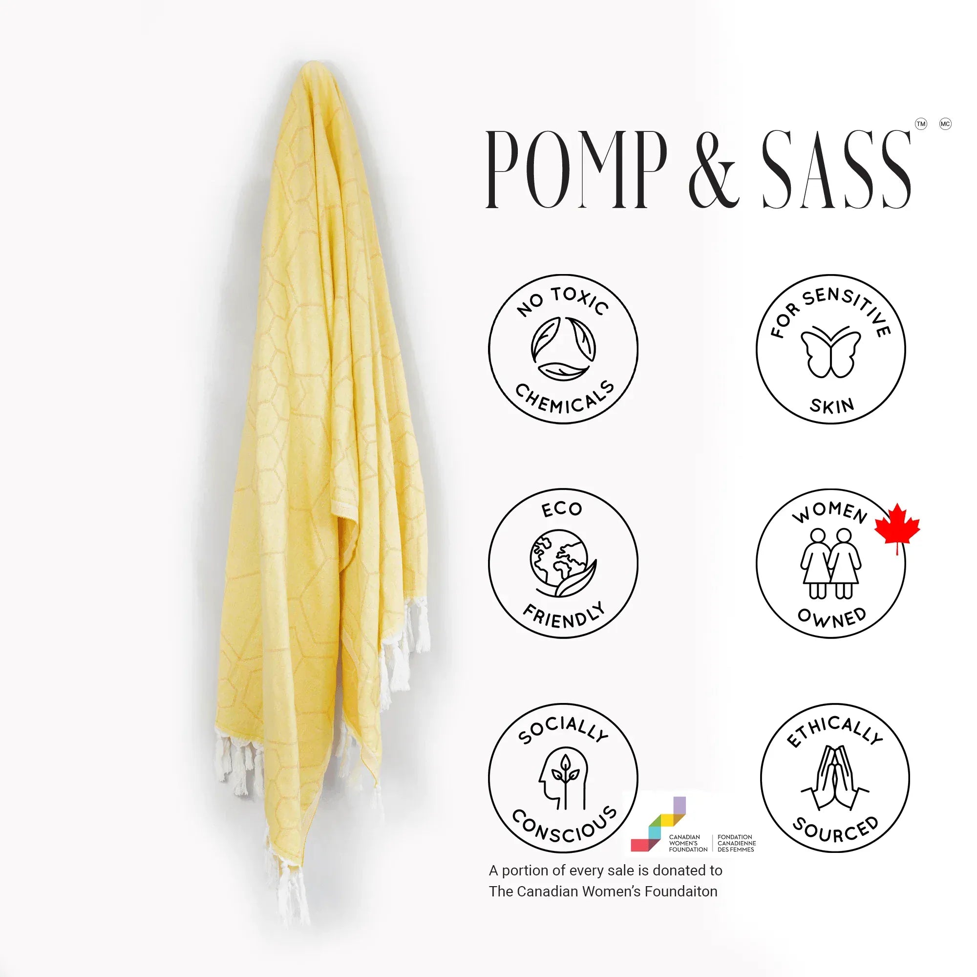 Pomp & Sass Turkish Body Towel - Honeycomb in Yellow + Orange