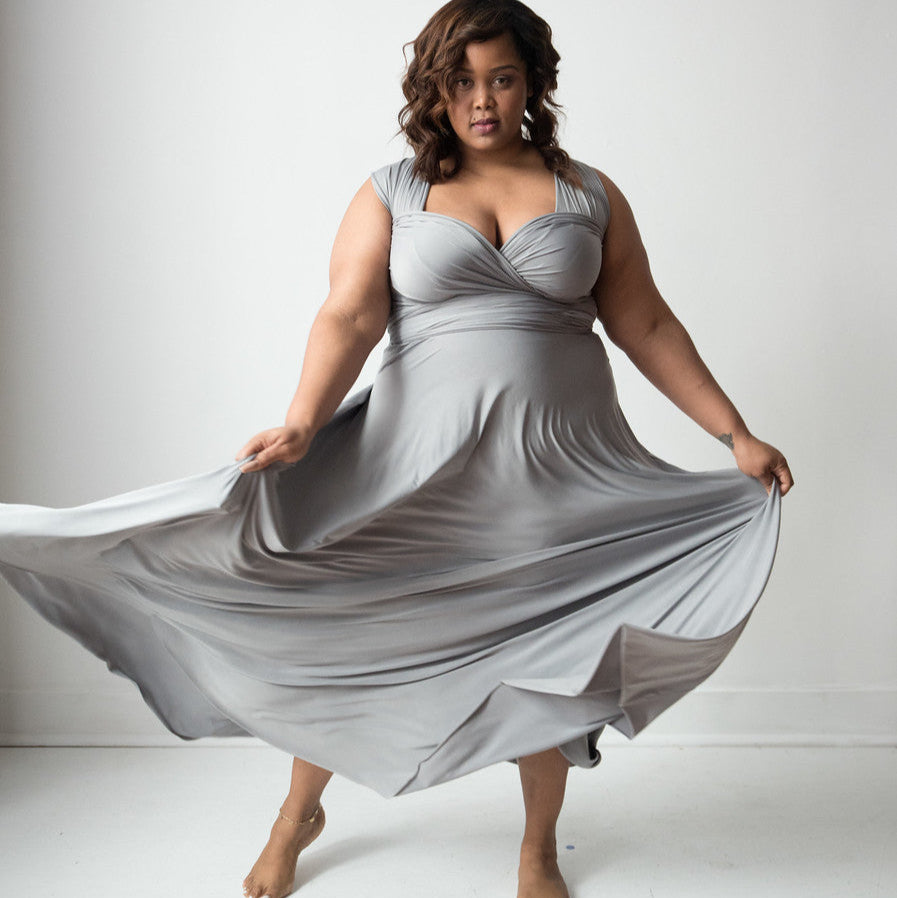 HENKAA Sakura Maxi Dress - Silver Grey