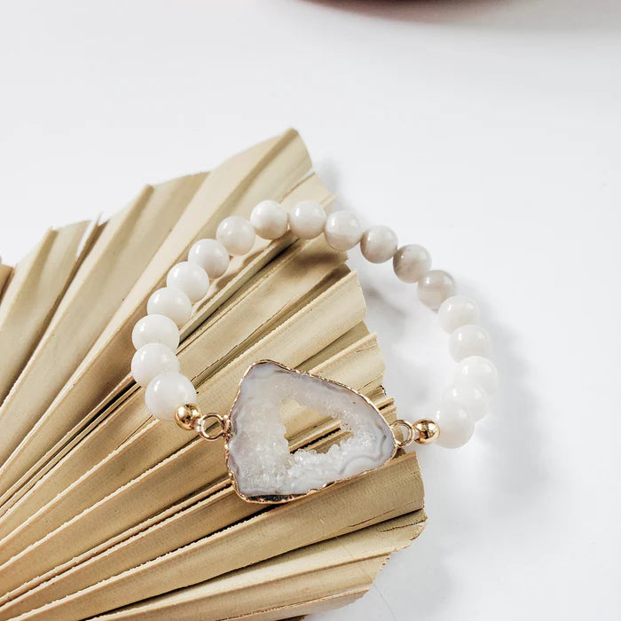 Rock Paper Pretty - Agate Geode Connector Bracelets