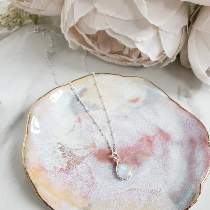 Rock Paper Pretty - Rainbow Moonstone, Sterling Silver