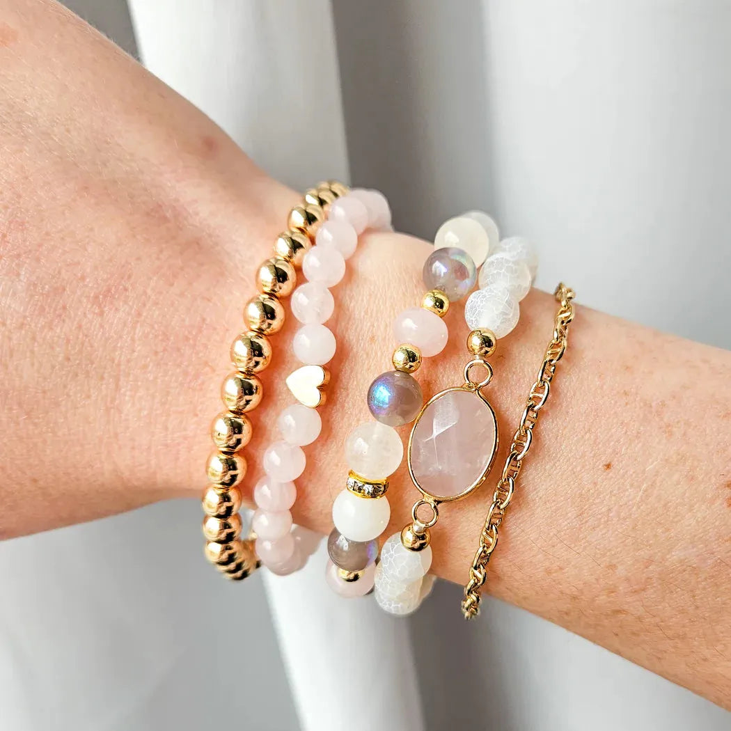 Rock Paper Pretty Sweet Pea Rose Quartz Bracelet