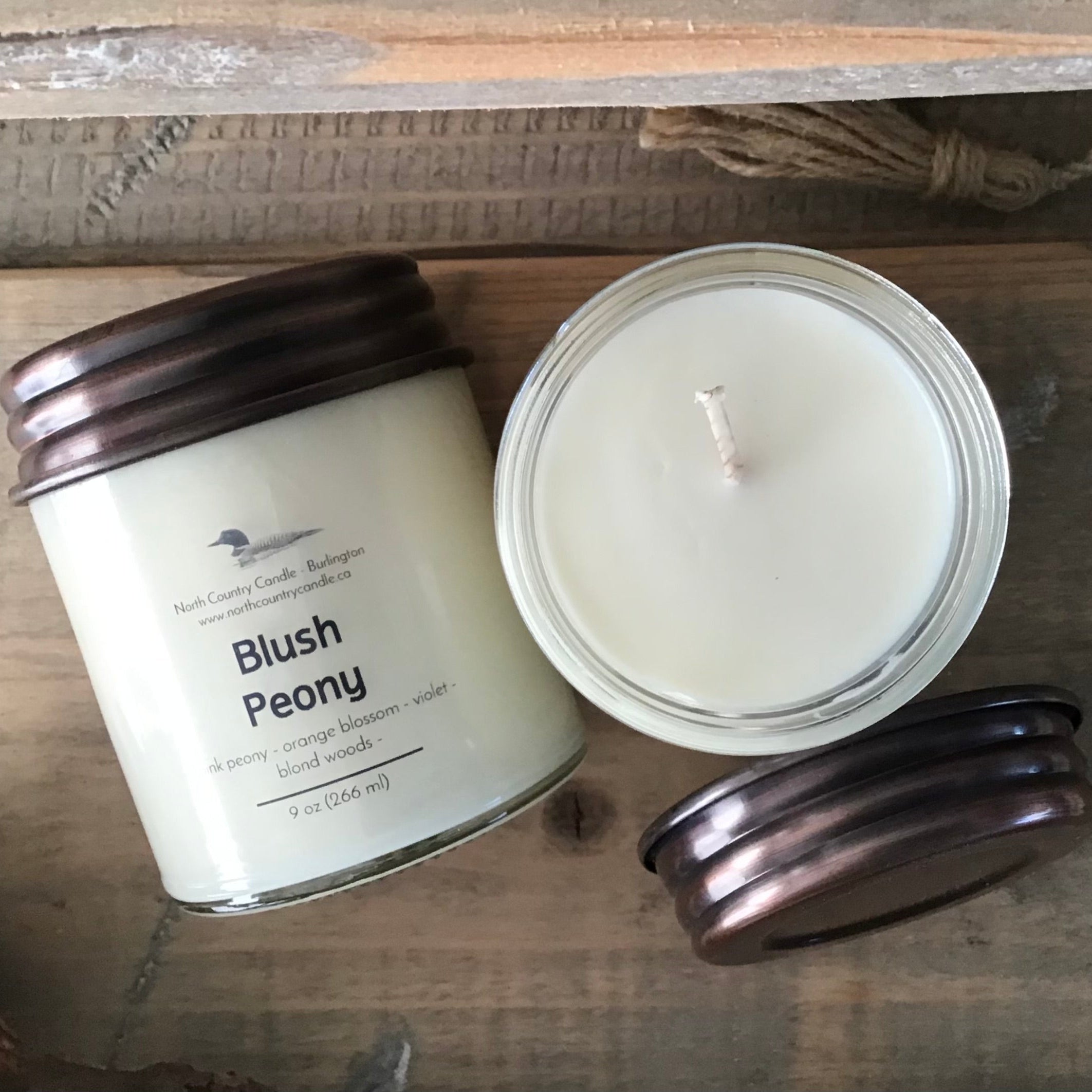 North Country Candle - 9oz BLUSH PEONY Candle with Copper Lid