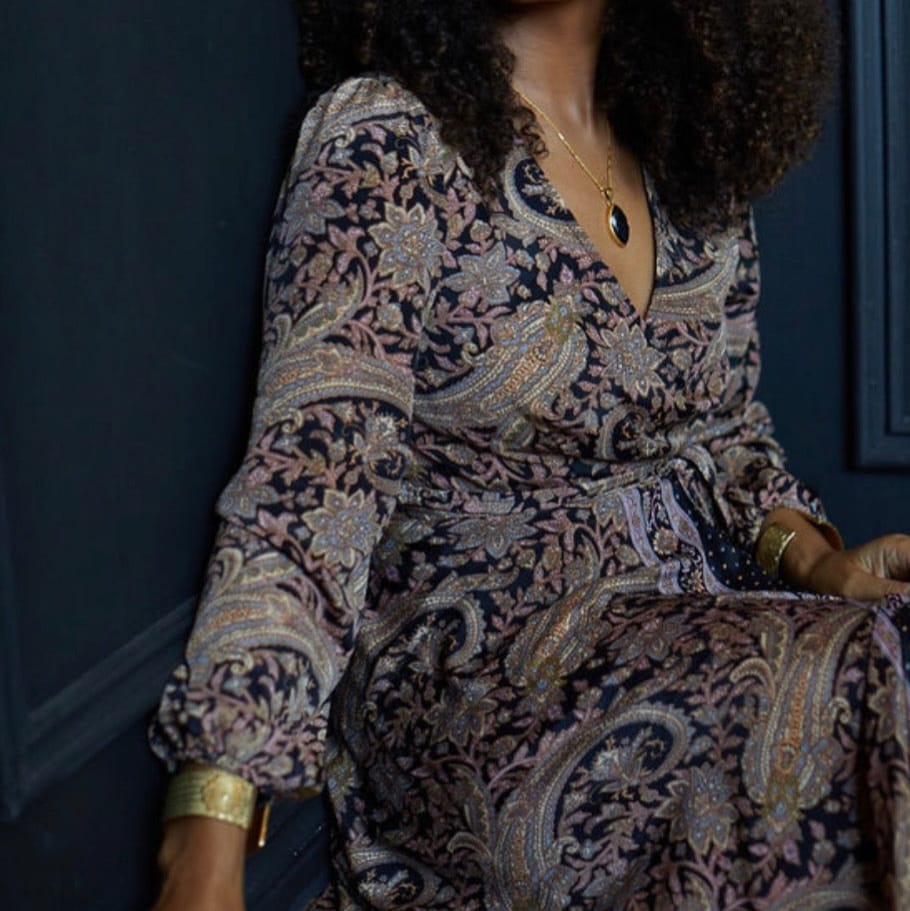Love Not Fear GOLD & BLACK Devi Wrap Dress