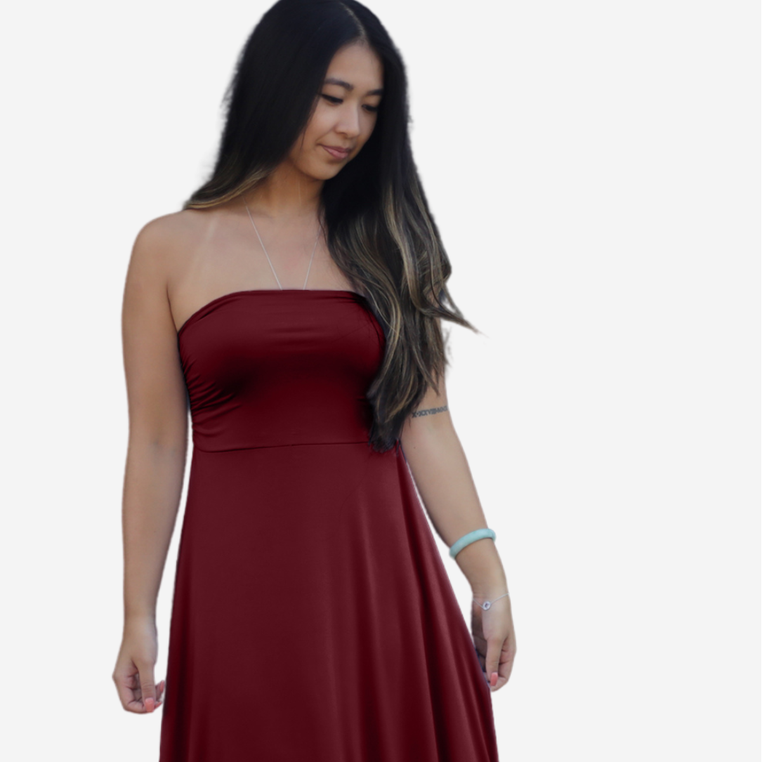HENKAA Viola Maxi Dress - Burgundy Wine