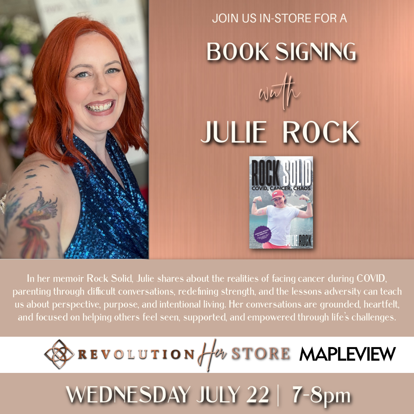 Book Signing with Julie Rock (July 22, Mapleview)