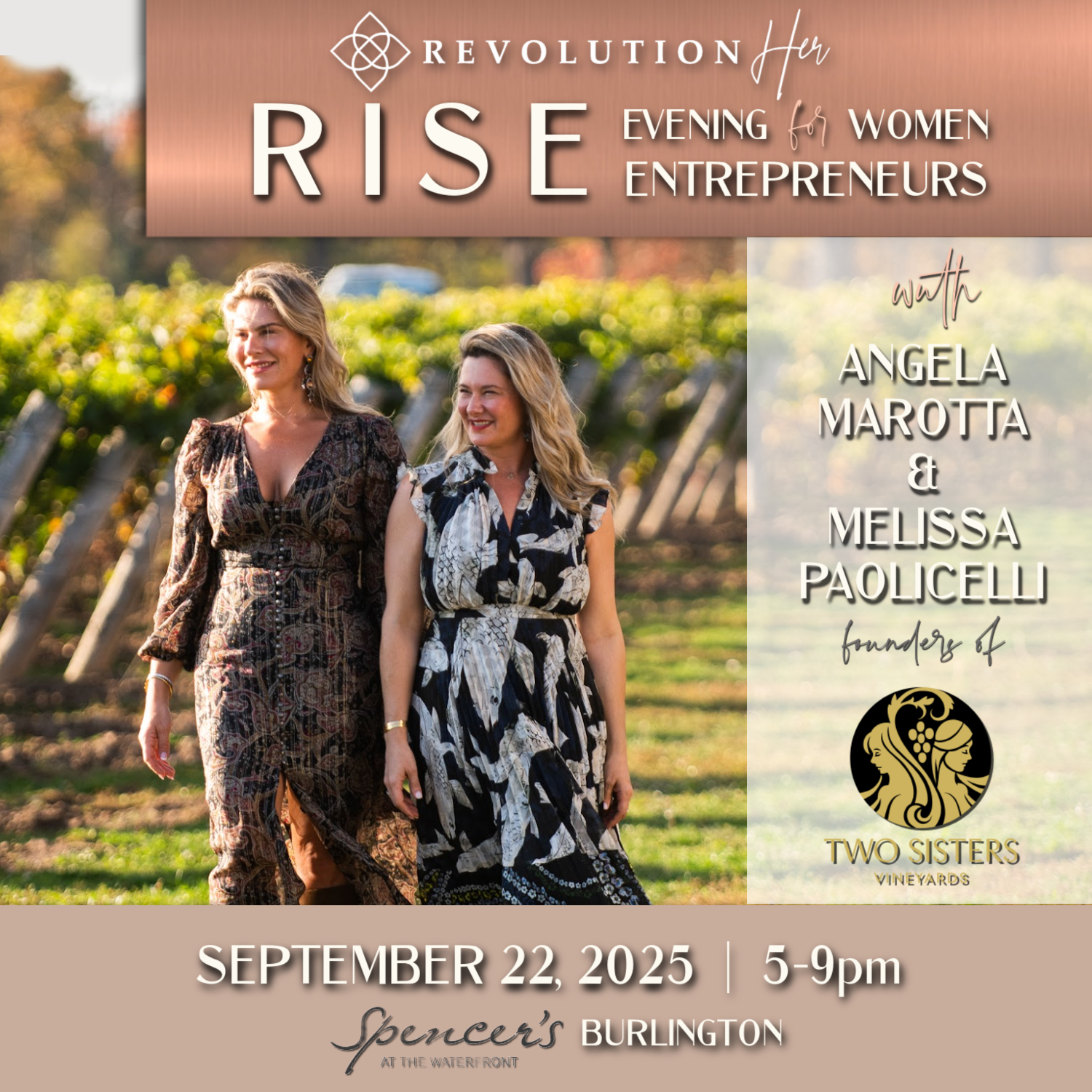 RISE 2025 with Melissa & Angela of Two Sisters Vineyards (Sep. 22 - Burlington)