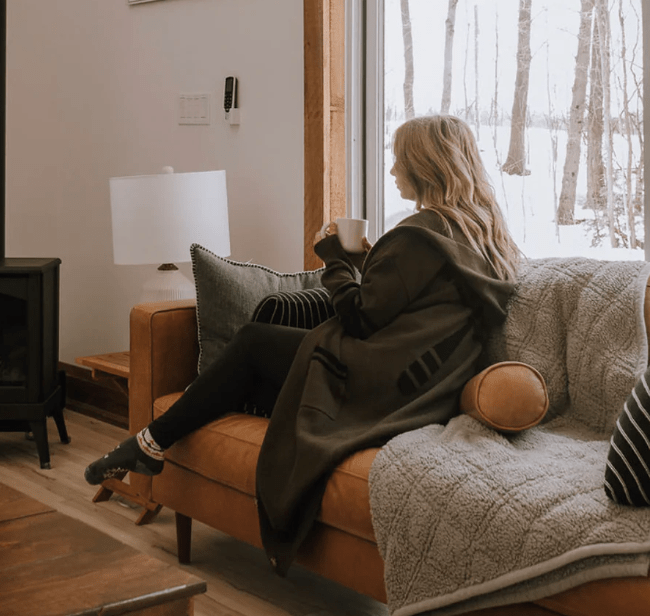 Canoe & Lake Long Hooded Dockside Knit Cardi (100% Cotton)