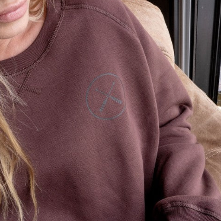 Canoe & Lake MAROON Crop Crew Sweater