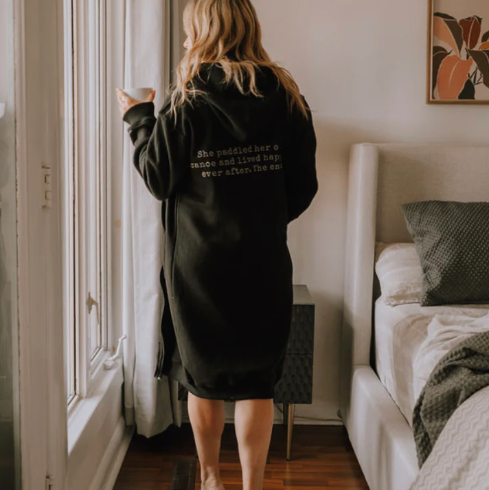 Canoe & Lake Dockside Long Zip Hoodie Black