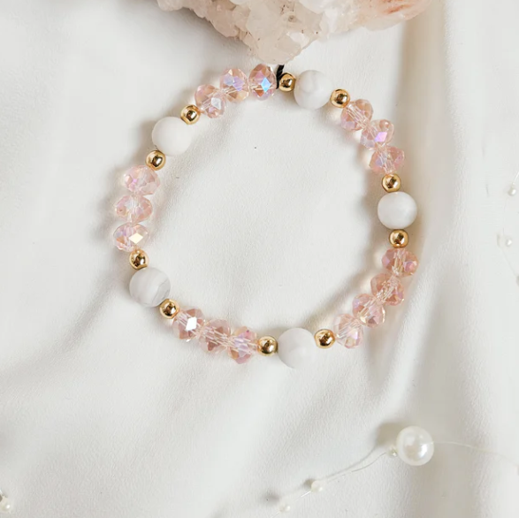 Rock Paper Pretty - Lace Agate/Glass Bracelet Antonia