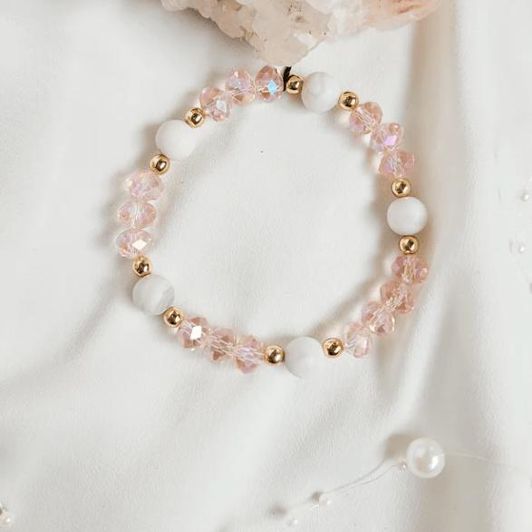 Rock Paper Pretty - Lace Agate/Glass Bracelet Antonia