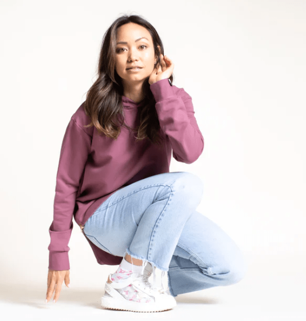 Olive + Splash Long Swoop Bamboo Hoodie