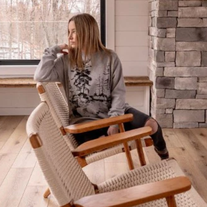 Canoe & Lake Woods Path GREY Raglan Crew Sweater