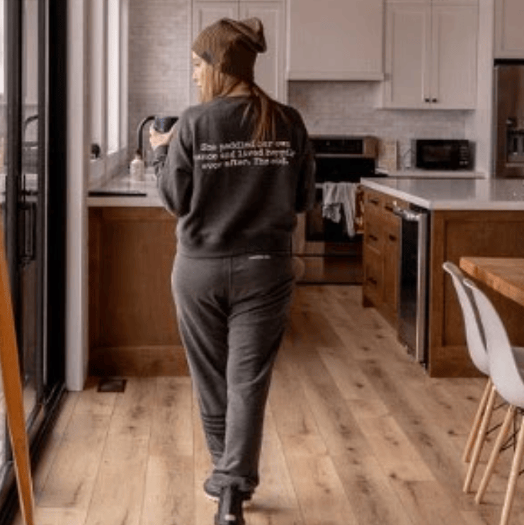 Canoe & Lake CHARCOAL Crop Crew Sweater