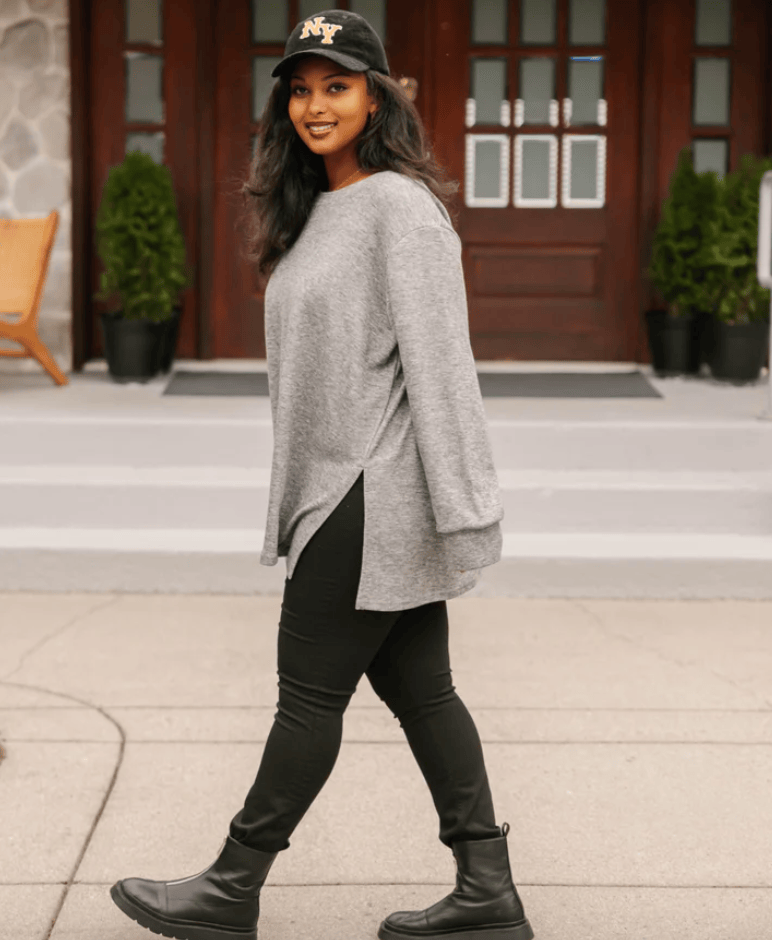 Smash & Tess Short Chelsea Tunic Sweater in Fog Grey