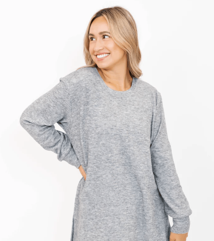 Smash & Tess Short Chelsea Tunic Sweater in Fog Grey