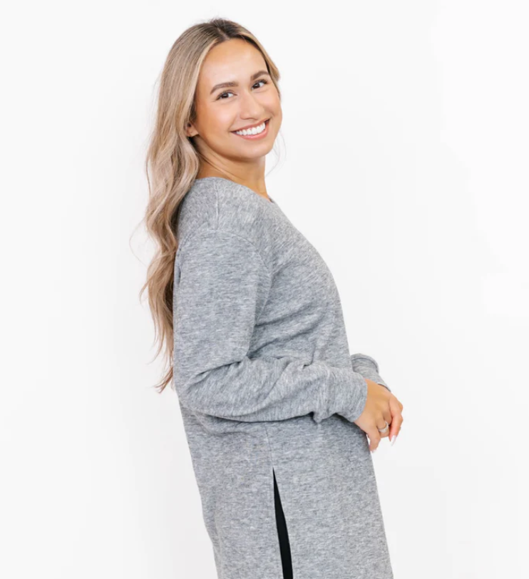 Smash & Tess Short Chelsea Tunic Sweater in Fog Grey