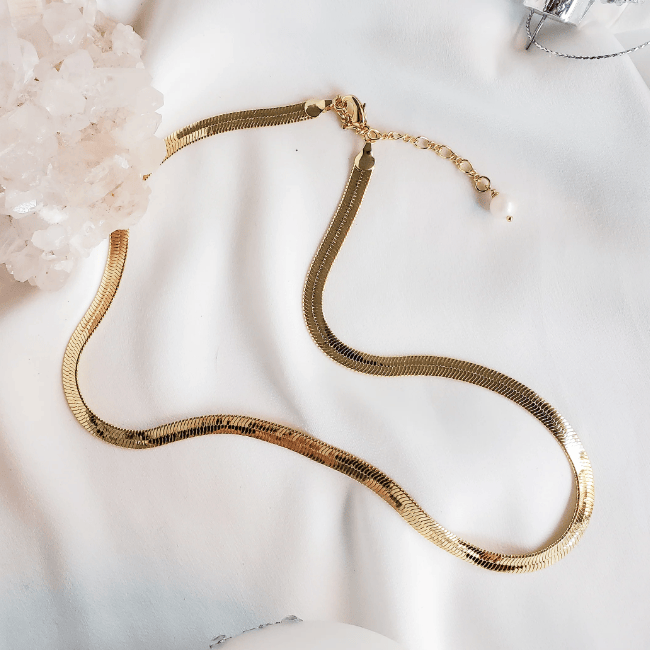 Rock Paper Pretty - Gold Herringbone Necklace