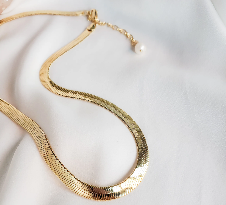 Rock Paper Pretty - Gold Herringbone Necklace
