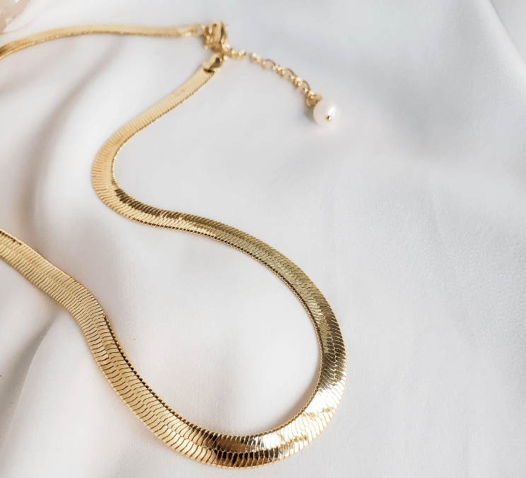 Rock Paper Pretty - Gold Herringbone Necklace