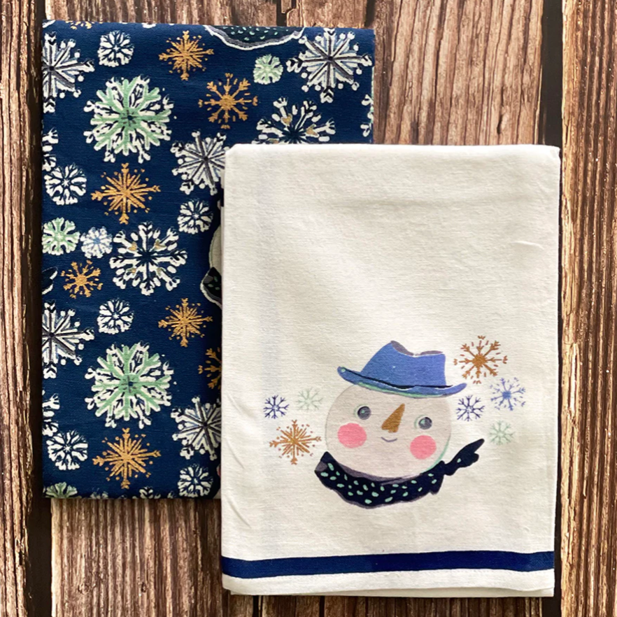 Mahogany SNOWMAN & SNOWFLAKES Kitchen Towel