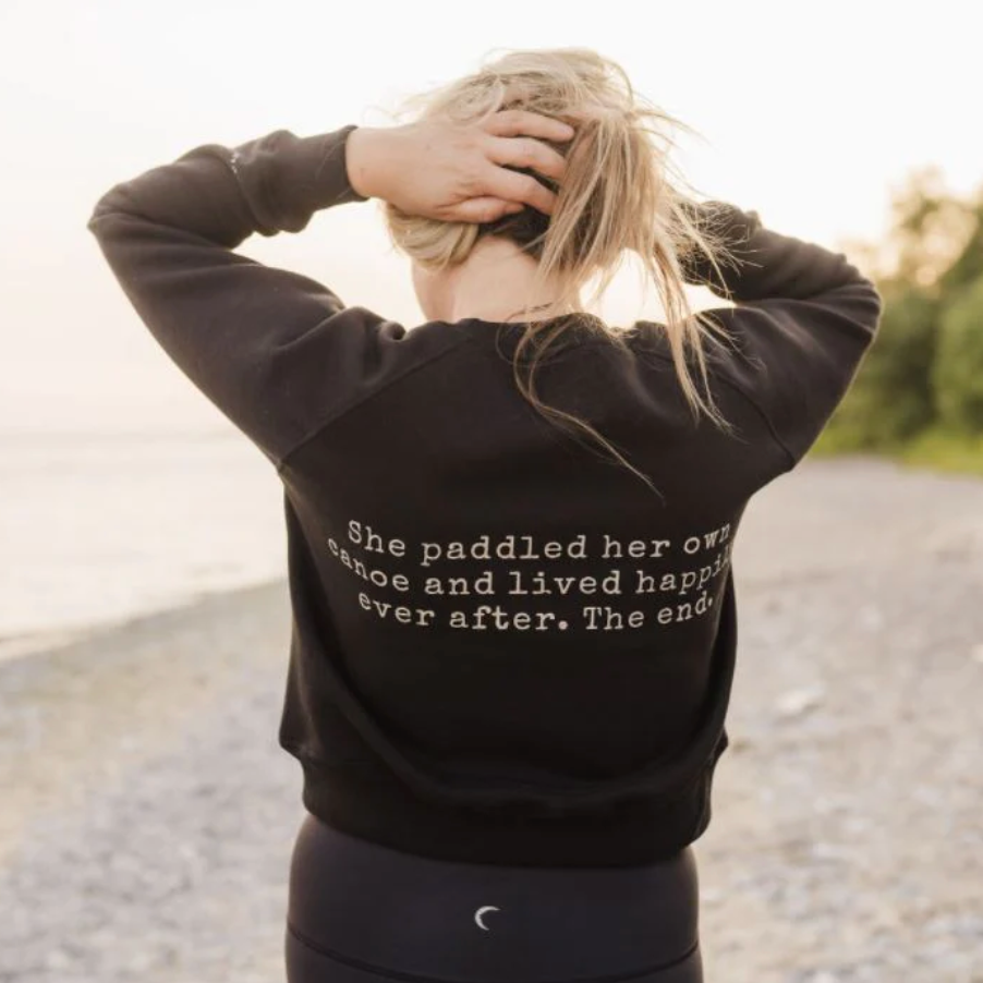 Canoe & Lake BLACK Crop Crew Sweater