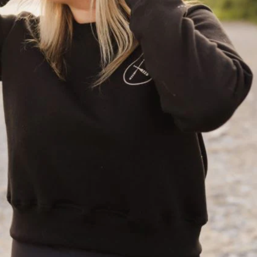 Canoe & Lake BLACK Crop Crew Sweater
