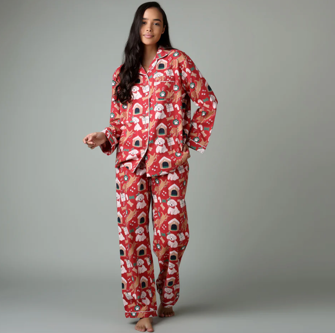 Mahogany MERRY DOGS Flannel Pyjama Set