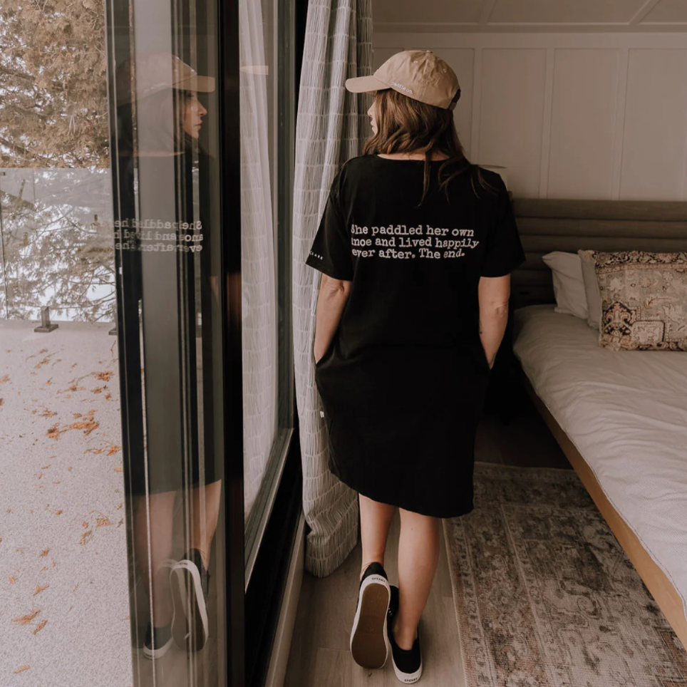 Canoe & Lake Camp Tee Dress Black Mineral Wash