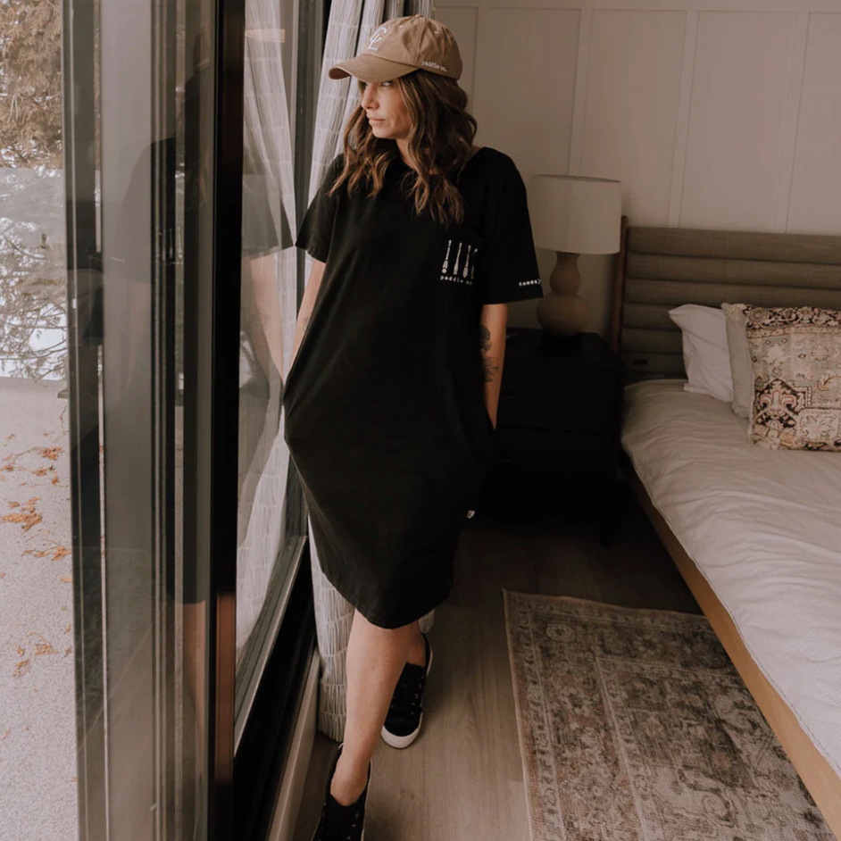 Canoe & Lake Camp Tee Dress Black Mineral Wash