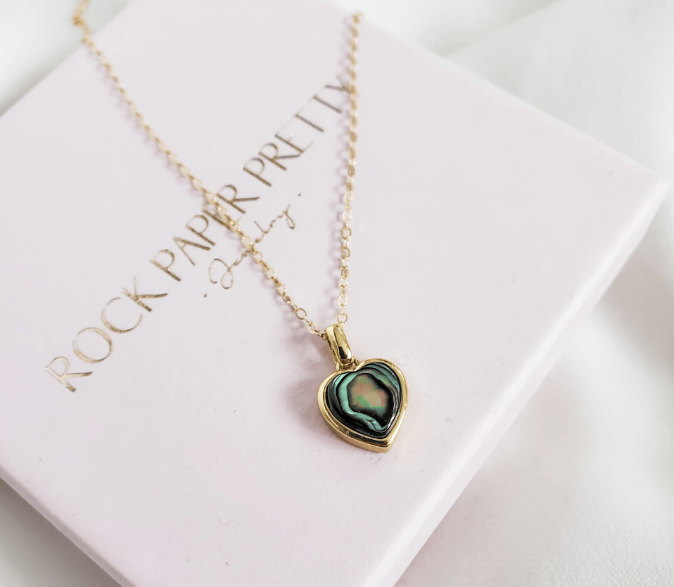 Rock Paper Pretty - Abalone Shell Heart 14K Gold-Filled Necklace