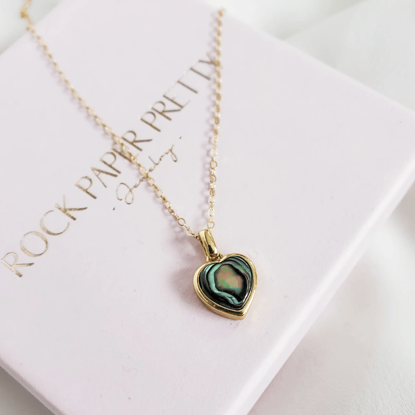Rock Paper Pretty - Abalone Shell Heart 14K Gold-Filled Necklace