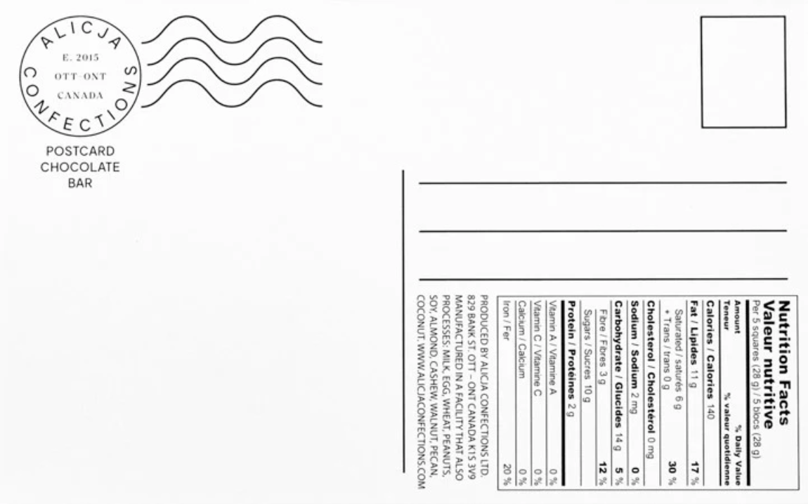 Alicja Confections - Mentha Vegan Postcard Dark Chocolate Bar