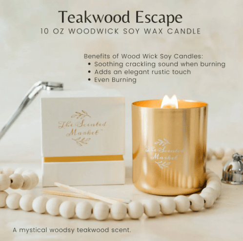 The Scented Market - TEAKWOOD Wood Wick Candle