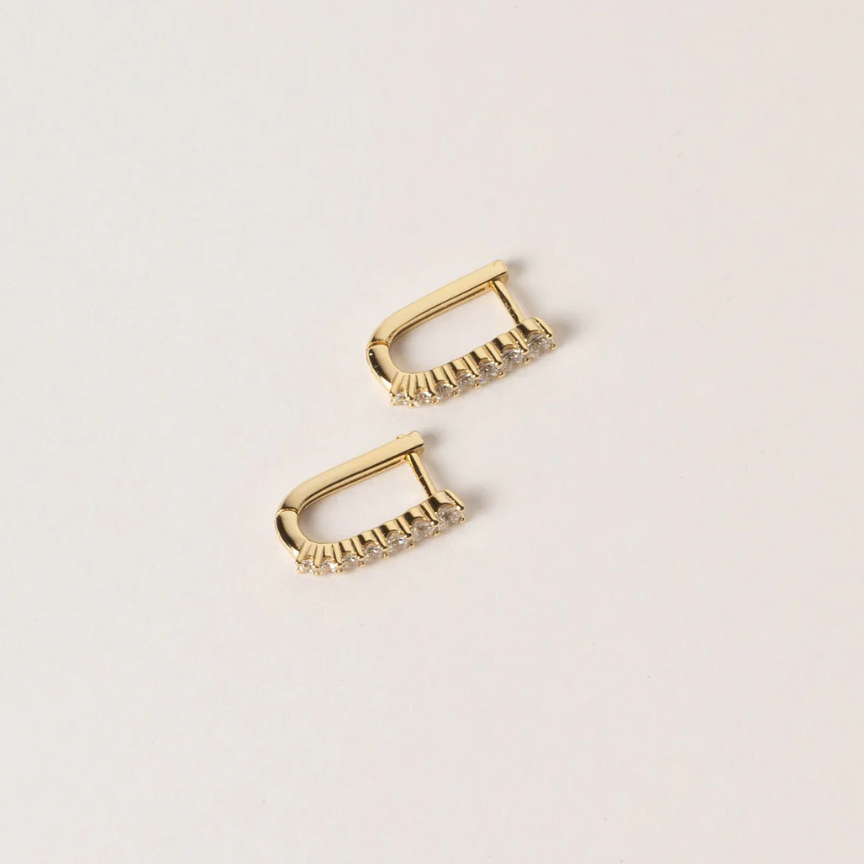Sarah Baeumler U-Shaped Pave Huggie Earrings