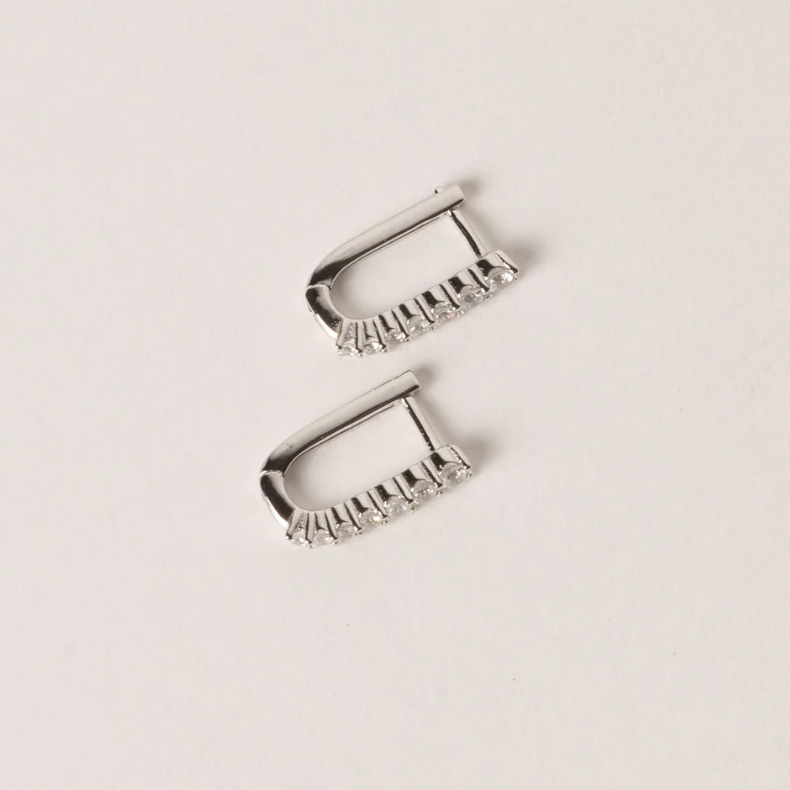 Sarah Baeumler U-Shaped Pave Huggie Earrings