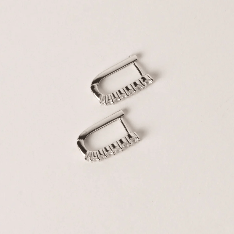 Sarah Baeumler U-Shaped Pave Huggie Earrings