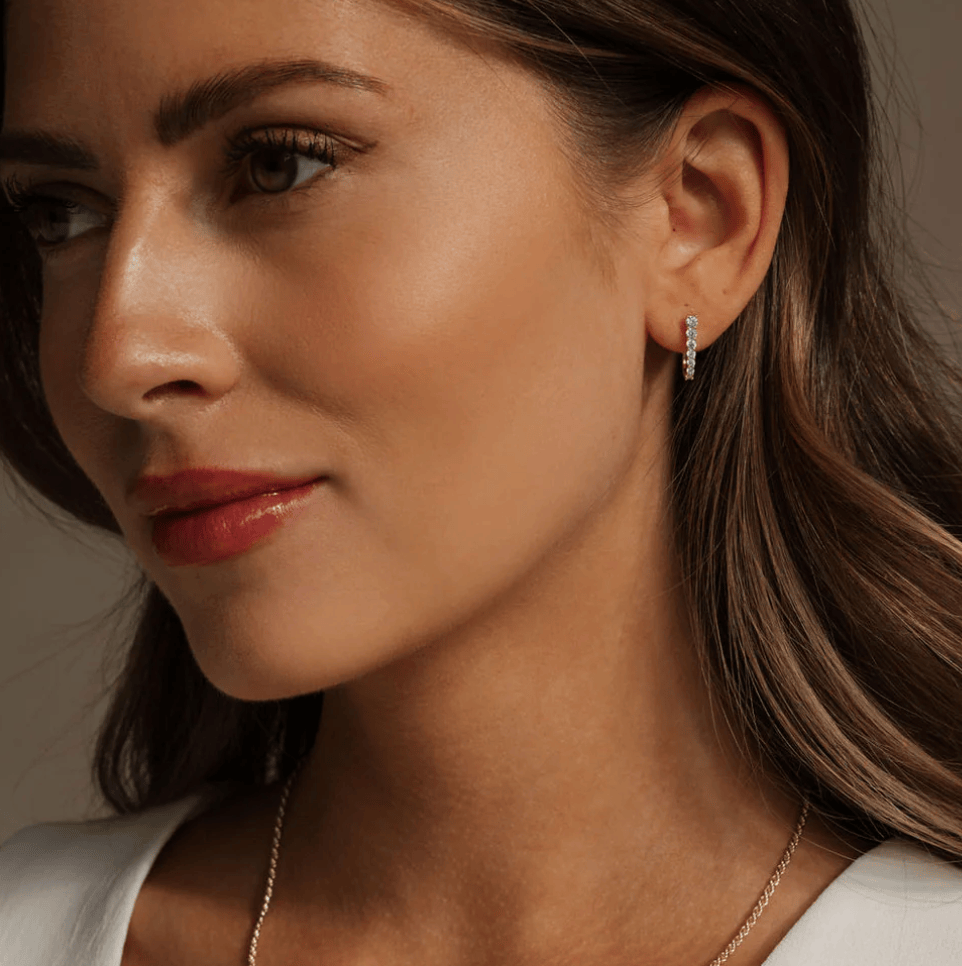 Sarah Baeumler U-Shaped Pave Huggie Earrings