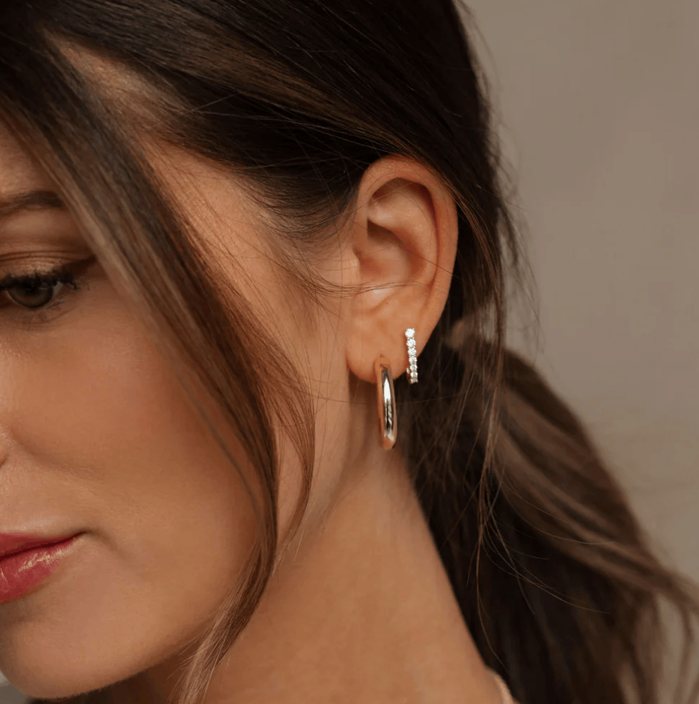 Sarah Baeumler U-Shaped Pave Huggie Earrings