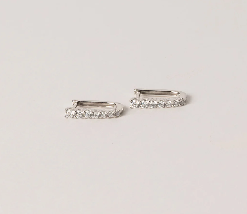 Sarah Baeumler U-Shaped Pave Huggie Earrings