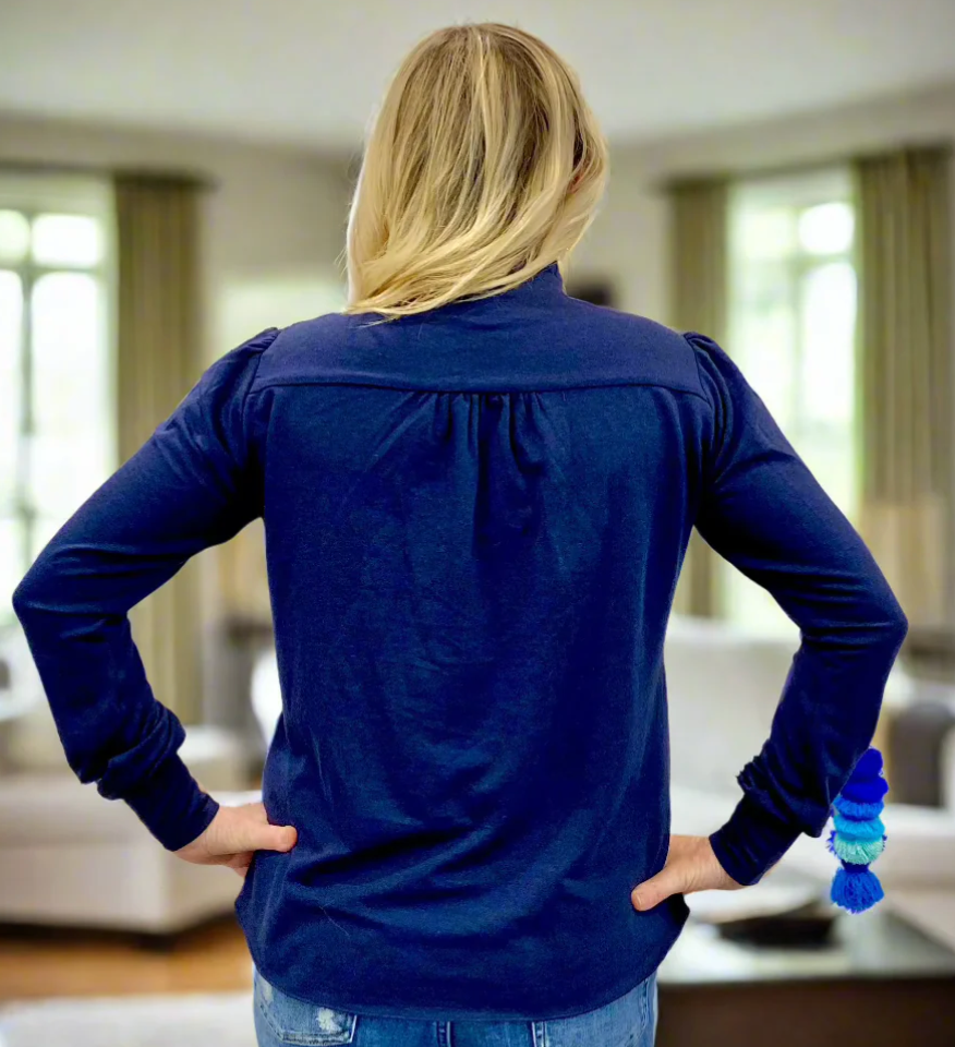 DOTTY - Navy Sweater Blouse