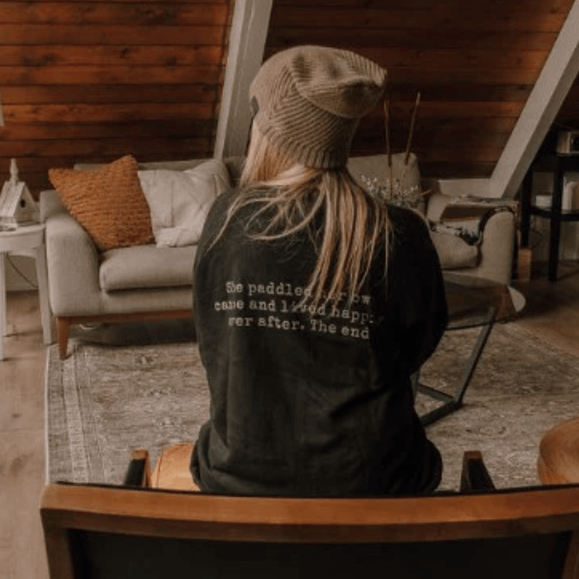 Canoe & Lake Minimalist Black Crew Sweater