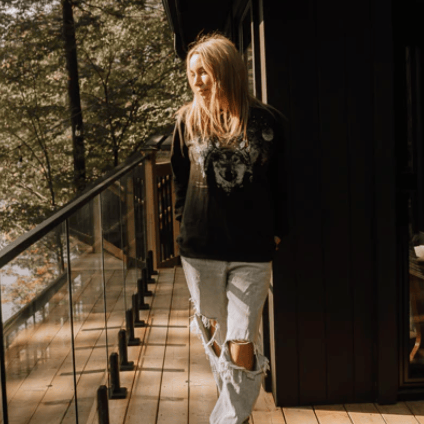 Canoe & Lake Fear Not the Unknown Wolf Raglan Crew Sweater