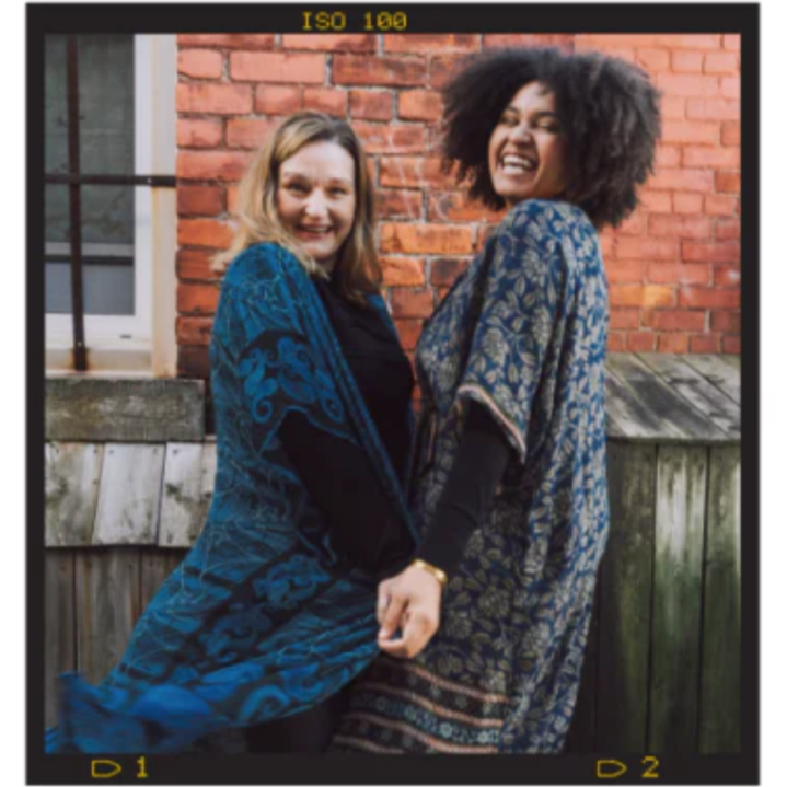 sariKNOTsari Avatar Long Pure Silk Kimono Sleeved Duster with Belt