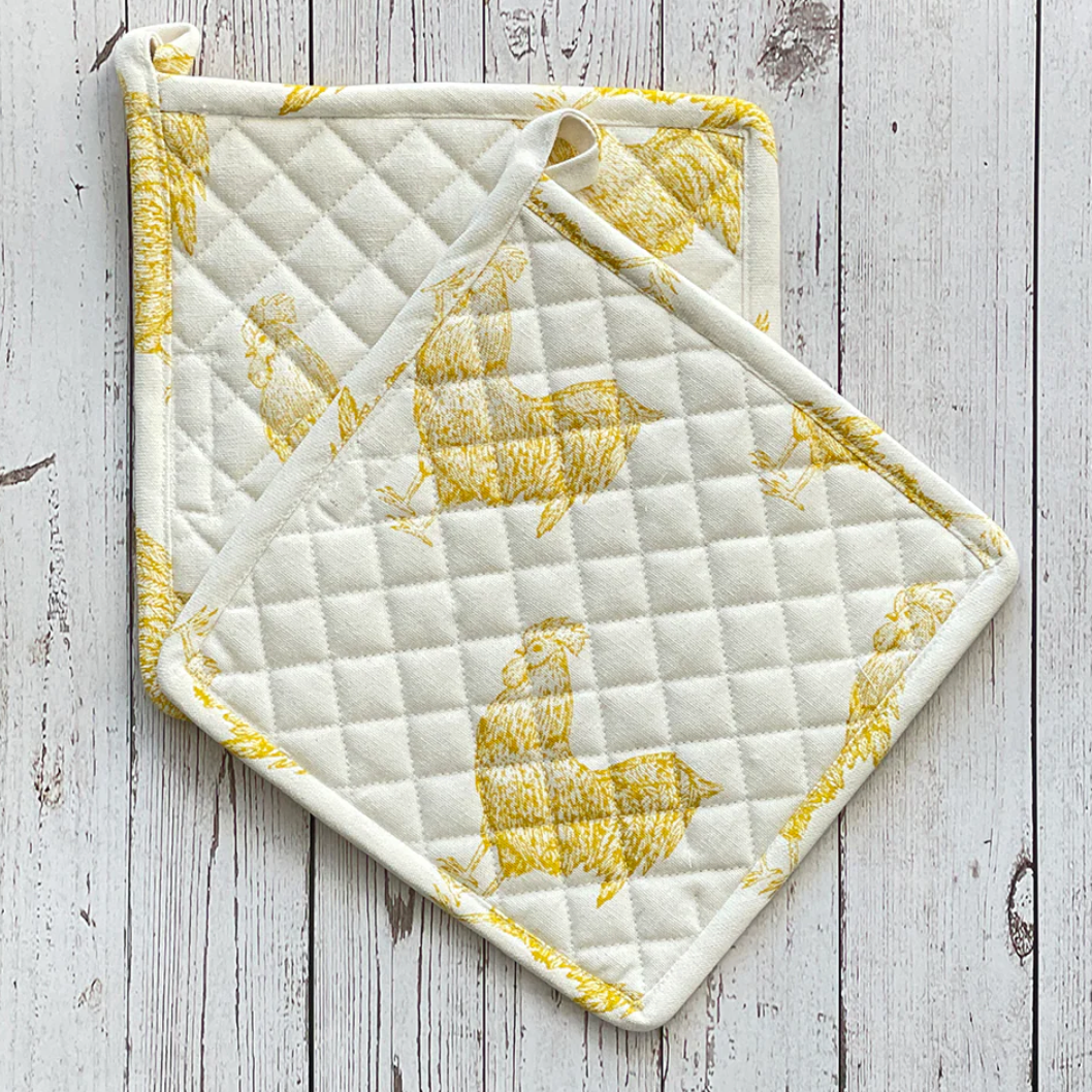 Mahogany ROOSTER DIJON Pot Holders (Set of 2)